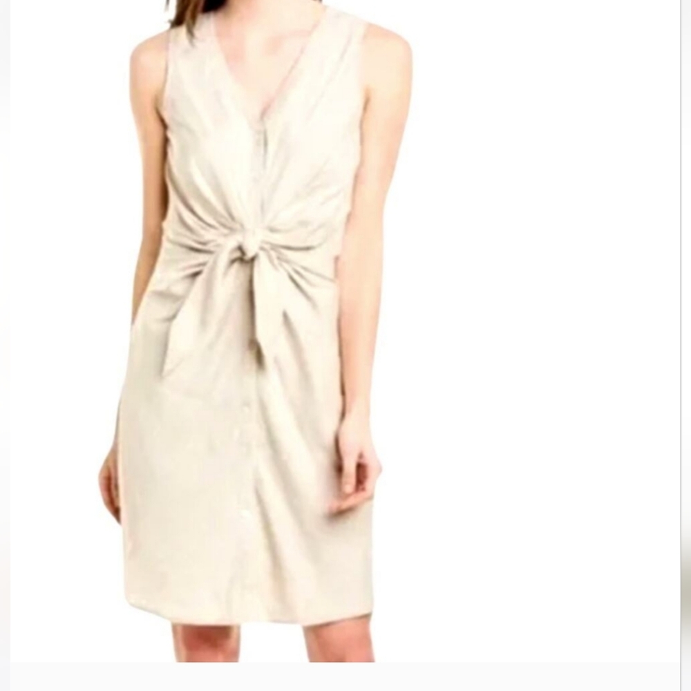 J. Mclaughlin Selena Linen  Sleeveless Knot Front Dress